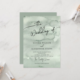 Modern wedding invitations in a watercolor style.  招待状