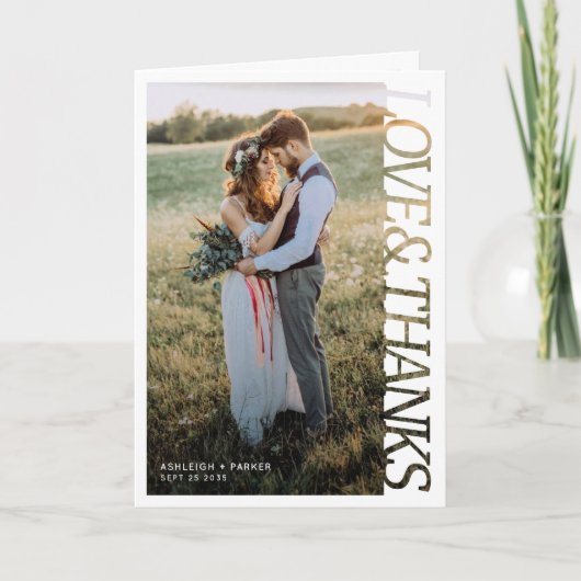Modern Wedding Love and Thanks 2 Photo サンキューカード (正面)