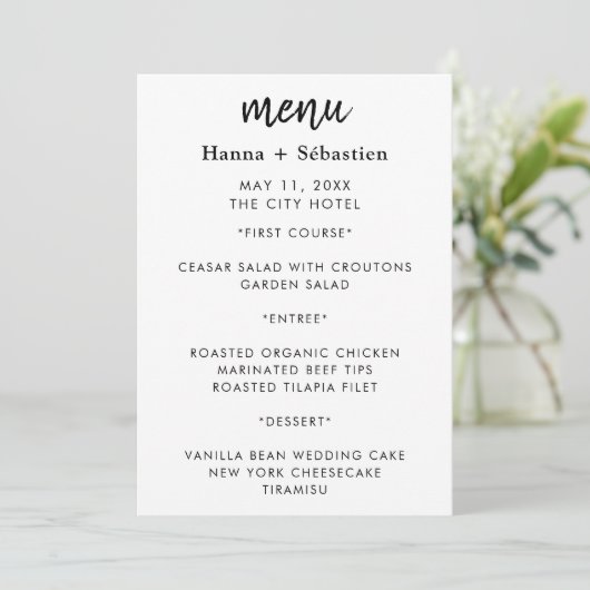 Modern  Wedding Menu メニュー (スタンド正面)