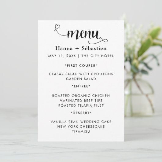 Modern  Wedding Menu メニュー (スタンド正面)