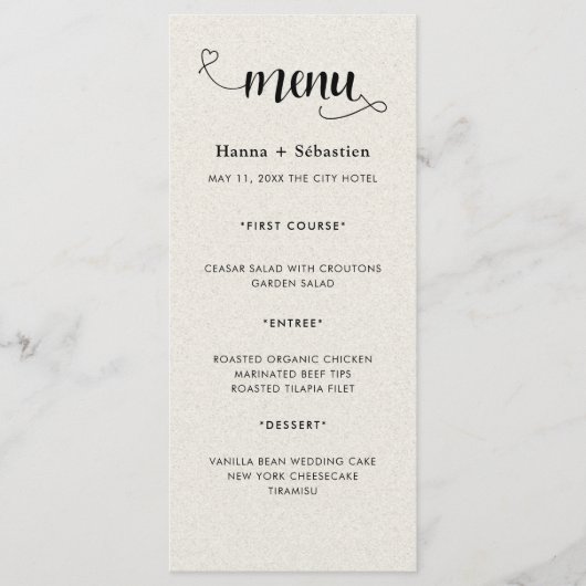 Modern  Wedding Menu メニュー (正面)