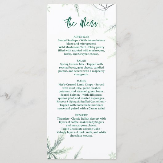 Modern Wedding Menu, Minimalist Menu, Elegant  メニュー (正面)