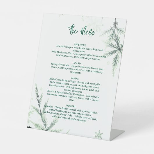 Modern Wedding Menu, Minimalist  Menu, Elegant 台座サイン (正面)