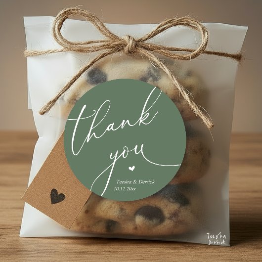 Modern Wedding Minimal Thank You Cute Heart Gifts ラウンドシール