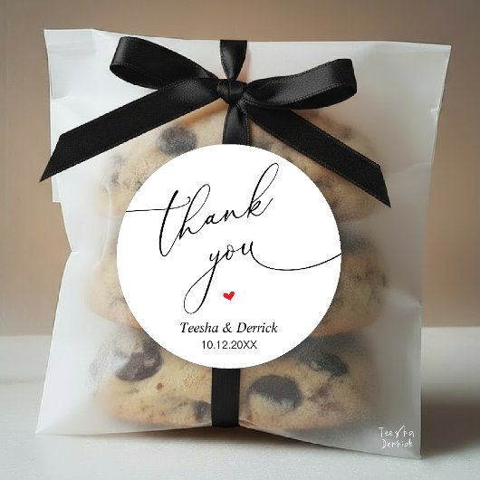 Modern Wedding Minimal Thank You Cute Heart Gifts ラウンドシール