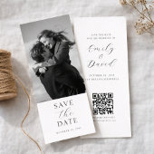 Modern Wedding Photo Save the Date with QR Code セーブザデート