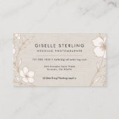 Modern Wedding Photographer Botanical Floral Linen 名刺 (裏面)