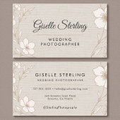 Modern Wedding Photographer Botanical Floral Linen 名刺