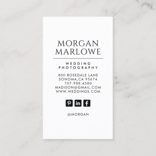 Modern Wedding Photographer Photo 名刺 (裏面)