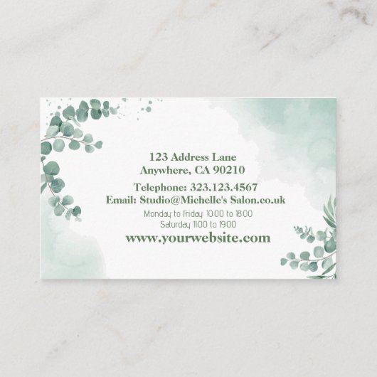 Modern Wedding Planner Bride Veil Green 名刺 (裏面)