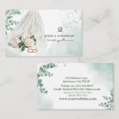 Modern Wedding Planner Bride Veil Green 名刺 (正面/裏面)