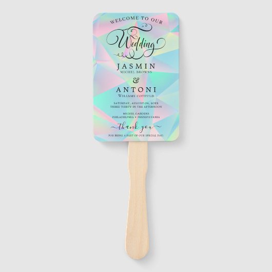 Modern Wedding Program Fans with ハンドファン (正面)