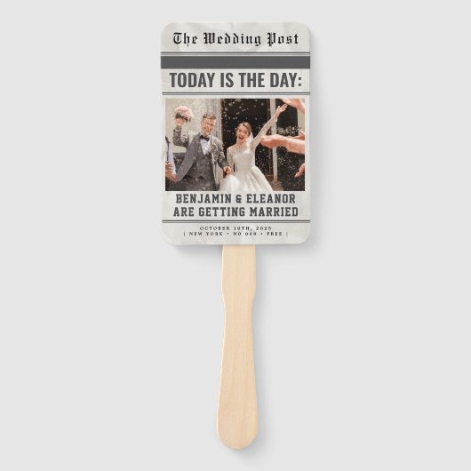 Modern Wedding Program Fans with Photo ハンドファン (正面)