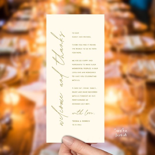 Modern Wedding Reception Dinner Thank You Card プログラム