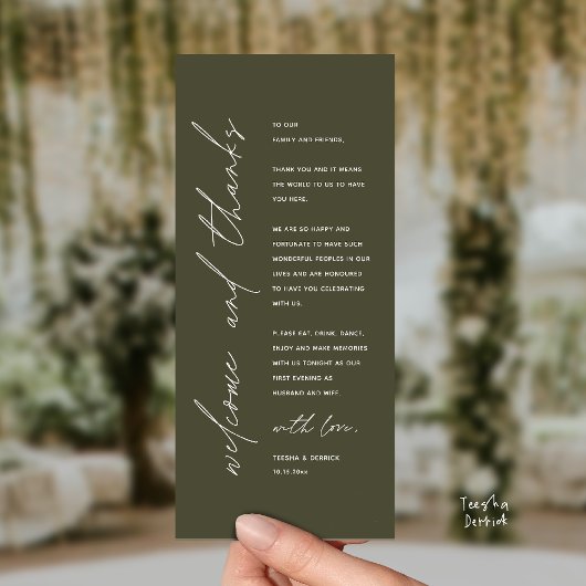 Modern Wedding Reception Dinner Thank You Card プログラム