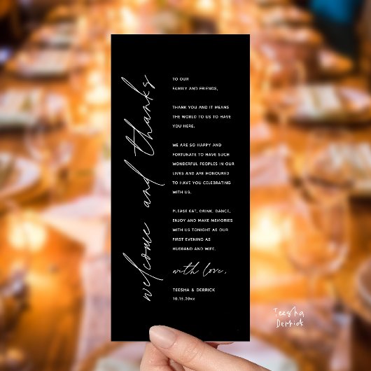 Modern Wedding Reception Dinner Thank You Card プログラム