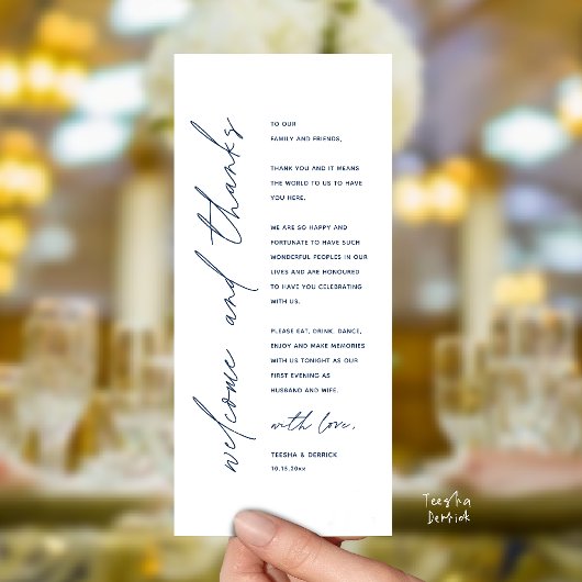 Modern Wedding Reception Dinner Thank You Card プログラム