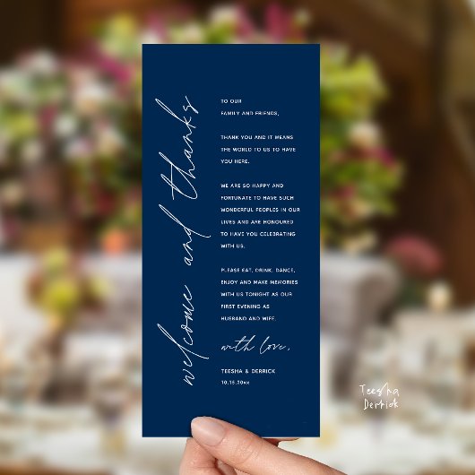 Modern Wedding Reception Dinner Thank You Card プログラム