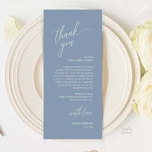 Modern Wedding Reception Dinner Thank You Card プログラム