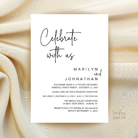 Modern Wedding Reception Party 私たちとお祝いを 招待状