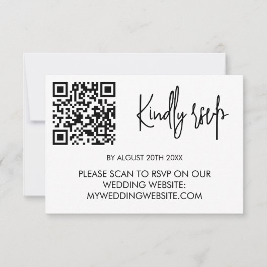 Modern Wedding RSVP Card with QR Code (正面)