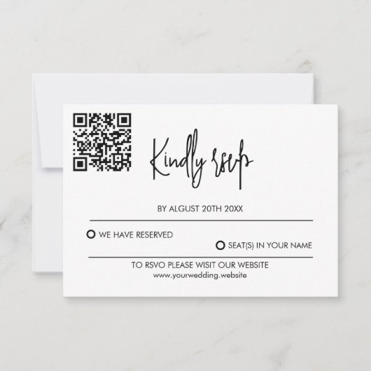 Modern Wedding RSVP Card with QR Code (正面)