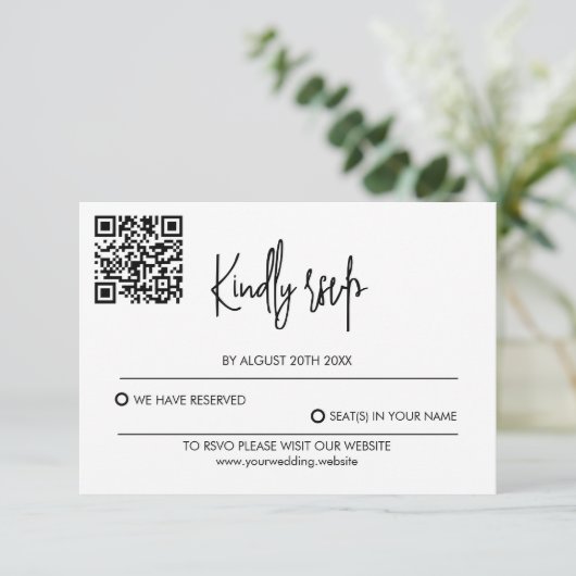 Modern Wedding RSVP Card with QR Code (スタンド正面)