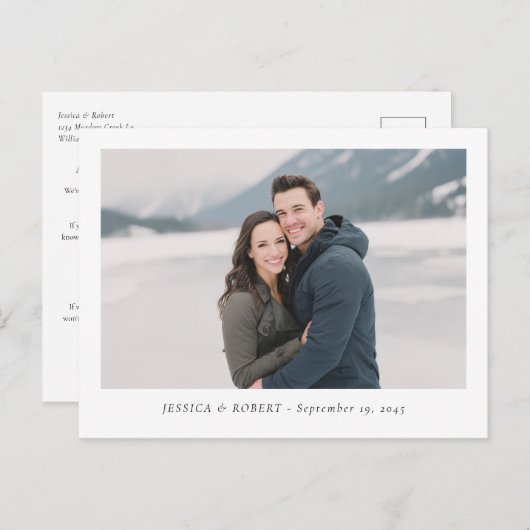 Modern Wedding RSVP Deadline Reminder ポストカード (正面/裏面)