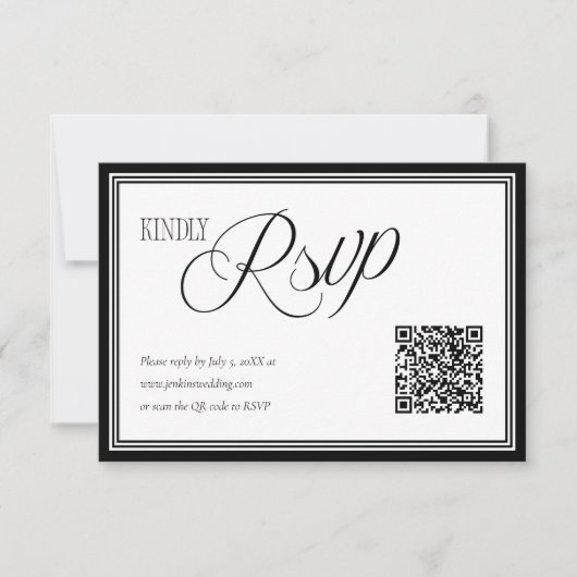 Modern Wedding RSVP with QR code Card (正面)