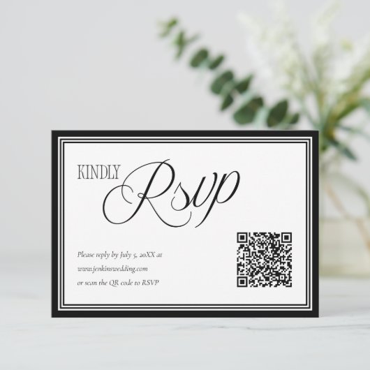 Modern Wedding RSVP with QR code Card (スタンド正面)
