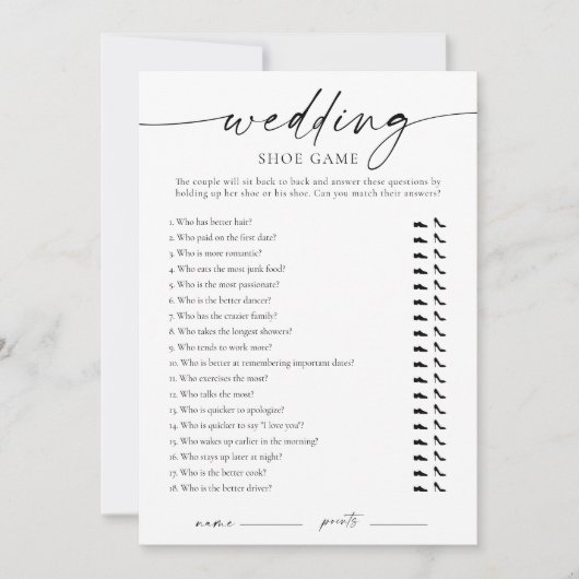 Modern Wedding Shoe Game 招待状 (正面)