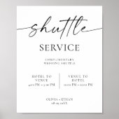 Modern Wedding Shuttle Service Sign ポスター (正面)