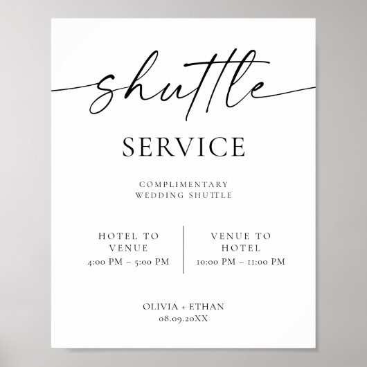 Modern Wedding Shuttle Service Sign ポスター (正面)
