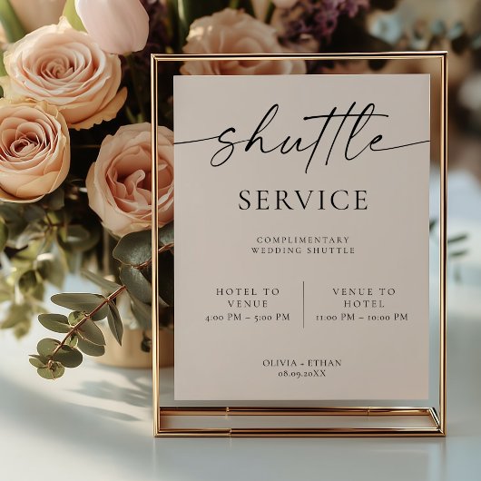 Modern Wedding Shuttle Service Sign ポスター