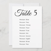 Modern Wedding Table Number Seating Chart Cards (正面)