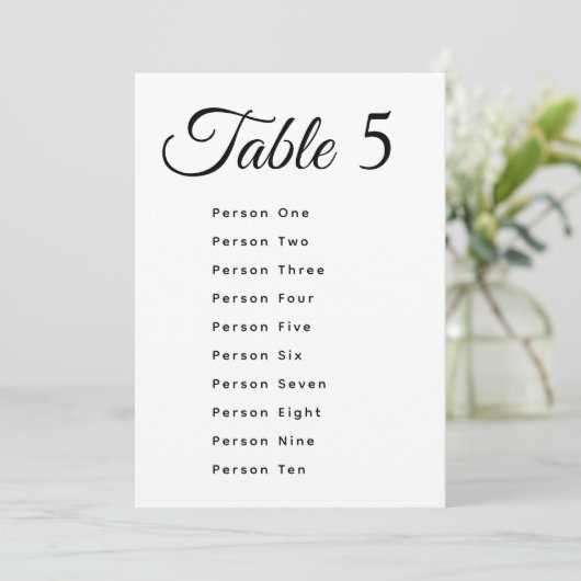 Modern Wedding Table Number Seating Chart Cards (スタンド正面)