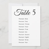 Modern Wedding Table Number Seating Chart Cards (裏面)