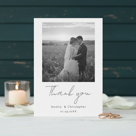 Modern Wedding Thank You Card, Minimalist Wedding  サンキューカード