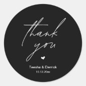 Modern Wedding Thank You Minimal Cute Heart Gifts ラウンドシール (正面)