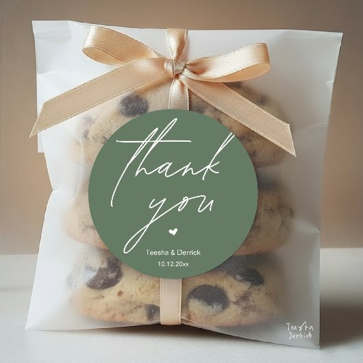 Modern Wedding Thank You Minimal Cute Heart Gifts ラウンドシール