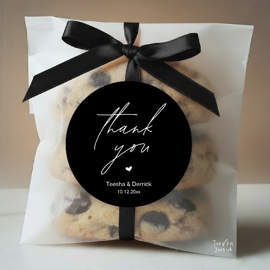 Modern Wedding Thank You Minimal Cute Heart Gifts ラウンドシール