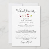 Modern Weekend Birthday Itinerary Invitation 招待状 (正面)