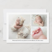 Modern Welcome Calligraphy 4 Photo Baby Birth 案内状 (裏面)
