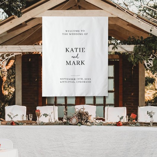 Modern Welcome To Our Wedding Fabric Sign  タペストリー