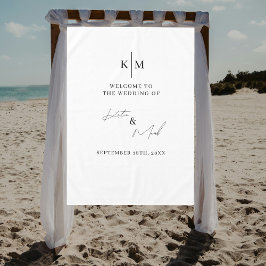 Modern Welcome To Our Wedding Fabric Sign  テーブルクロス
