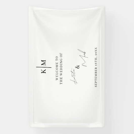 Modern Welcome To Our Wedding Reception 横断幕 (縦)