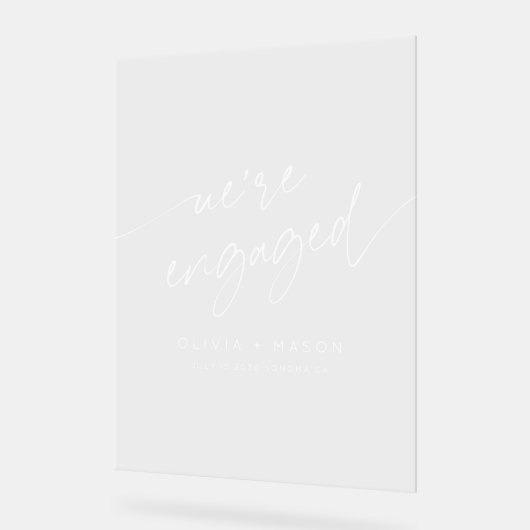 Modern We're Engaged Engagement Party Welcome アクリルサイン (傾斜)