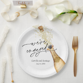 Modern We're Engaged  Party Paper Plate ペーパープレート