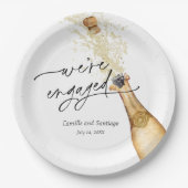 Modern We're Engaged  Party Paper Plate ペーパープレート (正面)