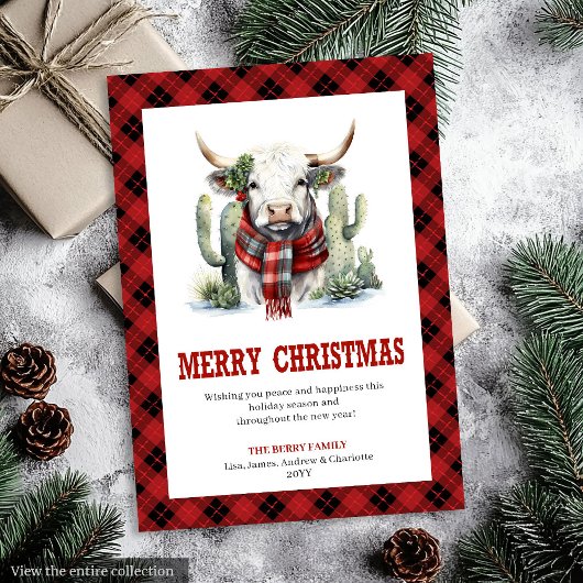 Modern Western Checkered Xmas Greeting Card シーズンカード